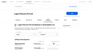 
                            10. How much does Login Infocom Pvt Ltd pay in Ahmedabad, GJ? - Indeed