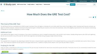 
                            8. How Much Does the GRE Test Cost? - Study.com