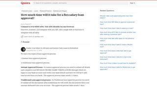 
                            11. How much time will it take for a flex salary loan approval? - Quora