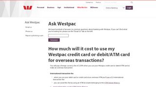 
                            11. How much will it cost to use my Westpac credit card or ... - Ask Westpac