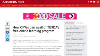 
                            10. How OFWs can avail of TESDA's free online learning program | ABS ...