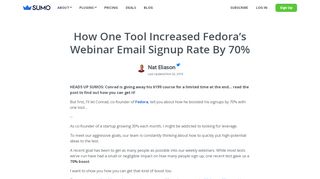 
                            13. How One Tool Increased Fedora's Webinar Email Signup Rate ... - Sumo