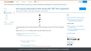 
                            3. How require authorization within whole ASP .NET MVC application ...