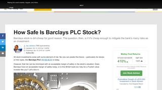 
                            7. How Safe Is Barclays PLC Stock? -- The Motley Fool