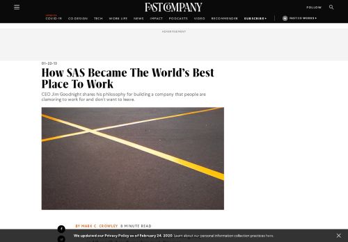 
                            12. How SAS Became The World's Best Place To Work - Fast Company