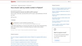 
                            2. How should I add my mobile number in Flipkart? - Quora