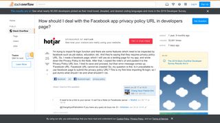 
                            6. How should I deal with the Facebook app privacy policy URL in ...