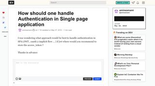 
                            2. How should one handle Authentication in Single page application ...