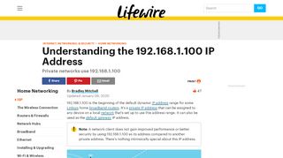 
                            5. How the 192.168.1.100 IP Address Is Used - Lifewire