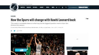 
                            11. How the San Antonio Spurs will change with Kawhi Leonard back ...