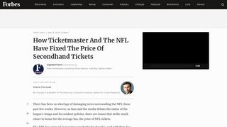 How Ticketmaster And The NFL Have Fixed The Price Of ... - Forbes