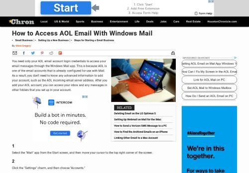 
                            12. How to Access AOL Email With Windows Mail | Chron.com