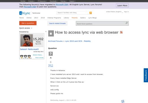 
                            5. How to access lync via web browser - Microsoft