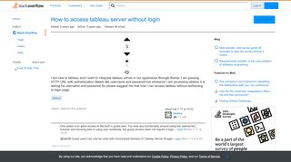 
                            9. How to access tableau server without login - Stack Overflow