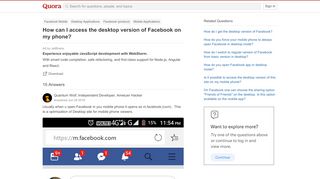 
                            3. How to access the desktop version of Facebook on my phone - Quora