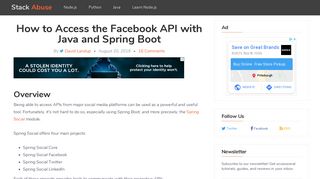 
                            11. How to Access the Facebook API with Java and Spring Boot