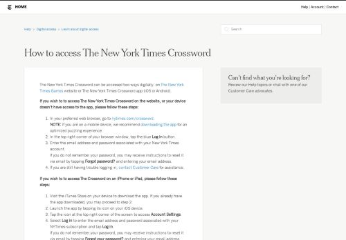 
                            2. How to access The New York Times Crossword – Help