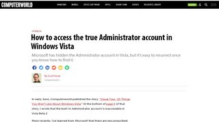 
                            9. How to access the true Administrator account in Windows Vista ...