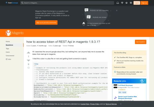 
                            5. how to access token of REST Api in magento 1.9.3.1? - Magento ...