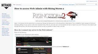 
                            1. How to access Web Admin with Rising Storm 2 - Nitradopedia EN