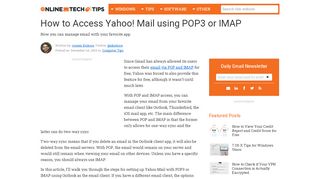 
                            9. How to Access Yahoo! Mail using POP3 or IMAP - Online Tech Tips