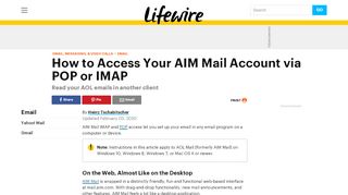 
                            4. How to Access Your AIM Mail Account via POP or IMAP - Lifewire