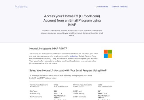 
                            7. How to access your Hotmail.fr (Outlook.com) email account using IMAP