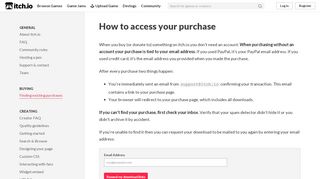 
                            4. How to access your purchase - itch.io