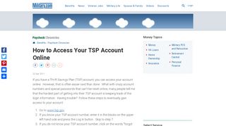 
                            10. How to Access Your TSP Account Online | Military.com