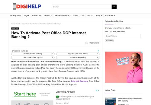 
                            7. How To Activate Post Office DOP Internet Banking ?