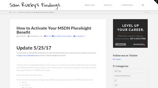 
                            8. How to Activate Your MSDN Pluralsight Benefit | Sam Rueby's Findings