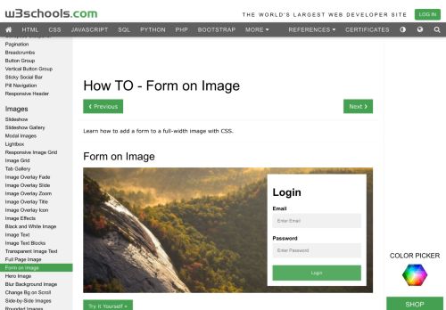 
                            3. How To Add a Form to an Image - W3Schools