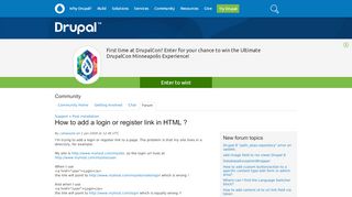 
                            4. How to add a login or register link in HTML ? | Drupal.org