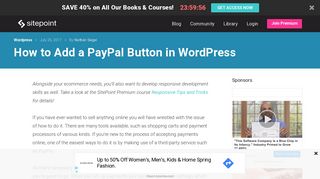 
                            12. How to Add a PayPal Button in WordPress — SitePoint