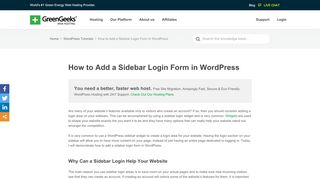 
                            11. How to Add a Sidebar Login Form in WordPress - GreenGeeks