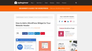 
                            10. How to Add a WordPress Widget to Your Website Header - WPBeginner