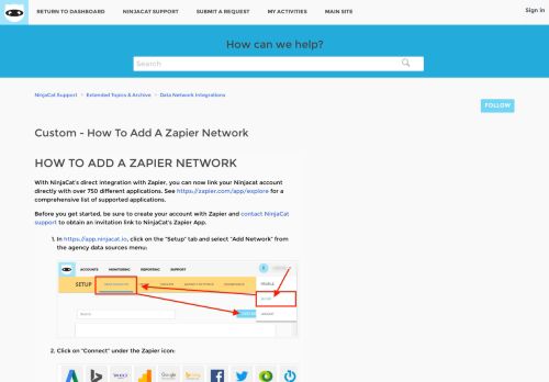 
                            9. How to add a Zapier network – NinjaCat Support
