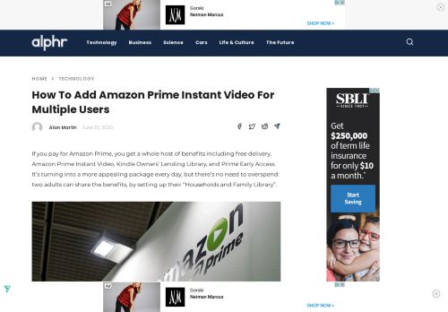 
                            10. How to add Amazon Prime Instant Video for multiple users | Alphr