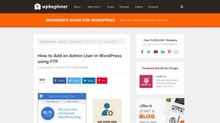 
                            11. How to Add an Admin User in WordPress using FTP - WPBeginner