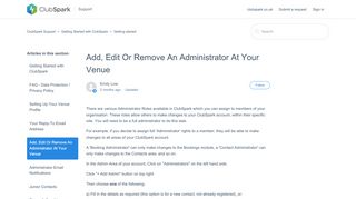 
                            5. How to Add an Administrator to your Venue? – ClubSpark Support