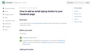 
                            11. How to add an email signup button to your Facebook page