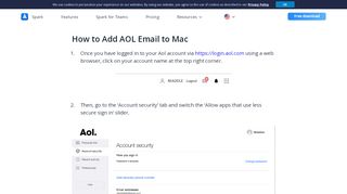 
                            7. How to Add AOL Email to Mac | Set up AOL email on a Mac - Spark