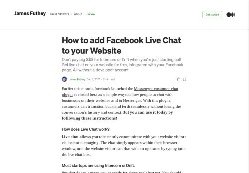 
                            13. How to add Facebook Live Chat to your Website – James Futhey ...