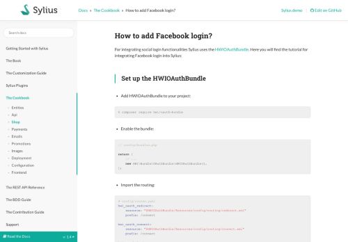 
                            5. How to add Facebook login? — Sylius documentation