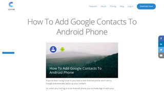 
                            5. How To Add Google Contacts To Android Phone - Covve