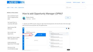 
                            6. How to add Opportunity Manager (OPM)? – AIESEC - IT Help