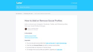 
                            5. How to Add or Remove a Social Profile | Later Help Center