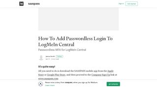 
                            9. How To Add Passwordless Login To LogMeIn Central – saaspass