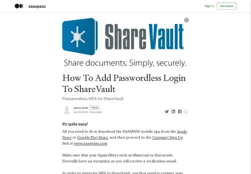 
                            9. How To Add Passwordless Login To ShareVault – saaspass