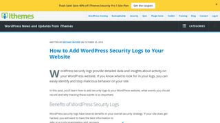 
                            2. How to Add WordPress Security Logs to Your Website - iThemes